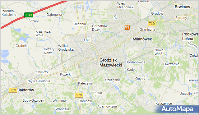 mapa Grodzisk Mazowiecki, Grodzisk Mazowiecki na mapie Targeo