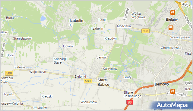 mapa Janów gmina Stare Babice, Janów gmina Stare Babice na mapie Targeo