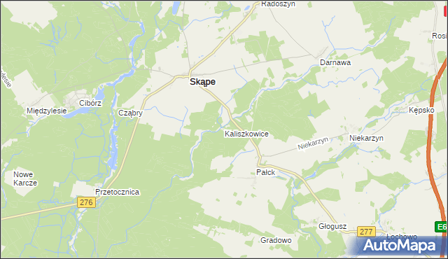 mapa Kaliszkowice gmina Skąpe, Kaliszkowice gmina Skąpe na mapie Targeo