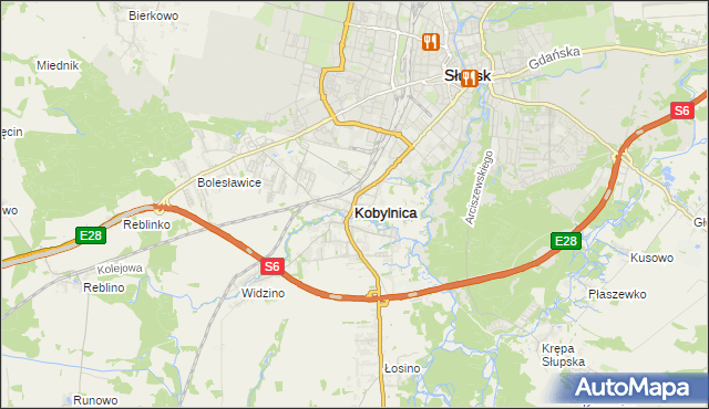 mapa Kobylnica powiat słupski, Kobylnica powiat słupski na mapie Targeo