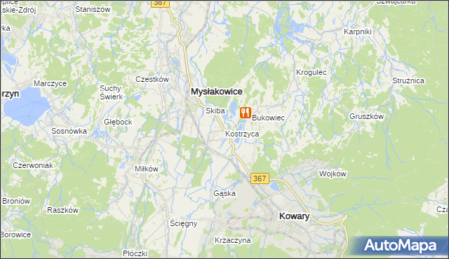 mapa Kostrzyca, Kostrzyca na mapie Targeo