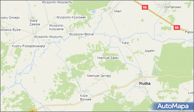 mapa Niemyje-Ząbki, Niemyje-Ząbki na mapie Targeo