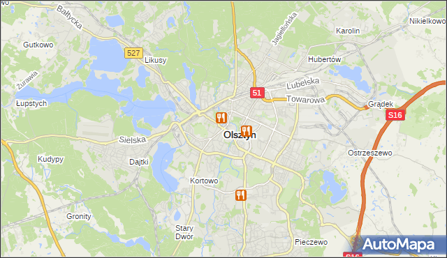 mapa Olsztyna, Olsztyn na mapie Targeo