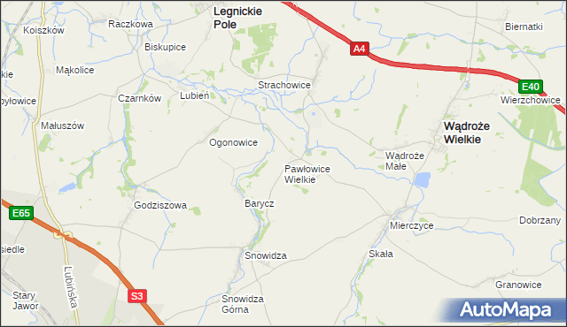 mapa Pawłowice Wielkie, Pawłowice Wielkie na mapie Targeo