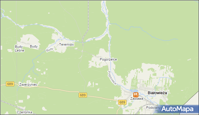 mapa Pogorzelce, Pogorzelce na mapie Targeo