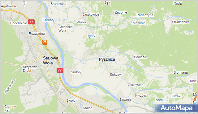 mapa Pysznica, Pysznica na mapie Targeo