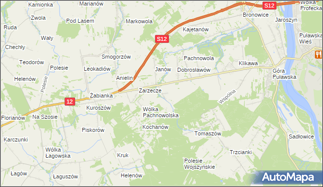 mapa Sosnów gmina Puławy, Sosnów gmina Puławy na mapie Targeo
