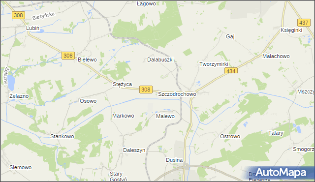 mapa Szczodrochowo gmina Gostyń, Szczodrochowo gmina Gostyń na mapie Targeo
