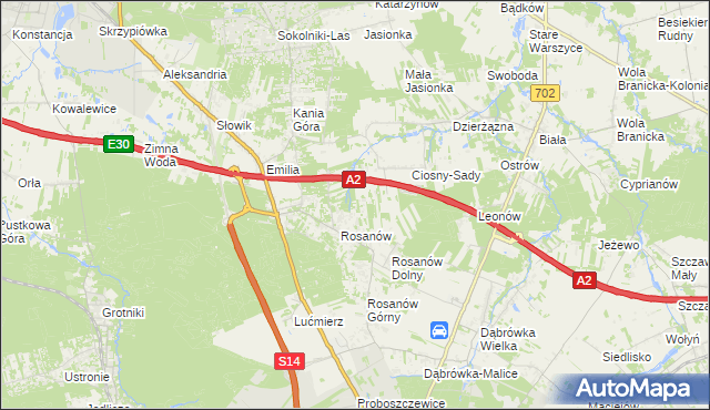 mapa Ciosny gmina Zgierz, Ciosny gmina Zgierz na mapie Targeo