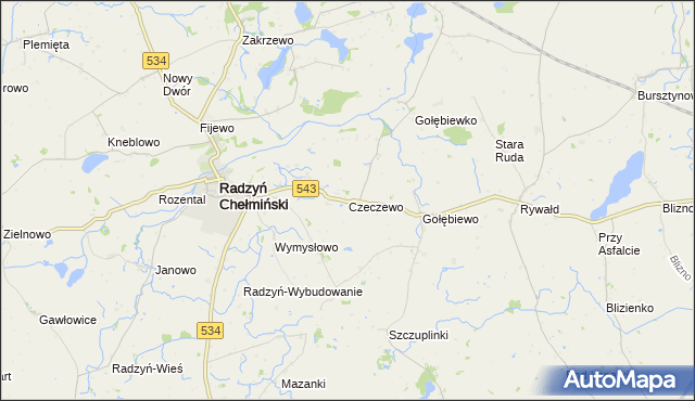 mapa Czeczewo gmina Radzyń Chełmiński, Czeczewo gmina Radzyń Chełmiński na mapie Targeo