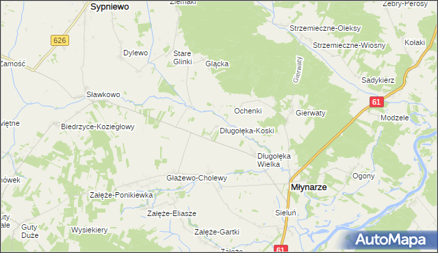 mapa Długołęka-Koski, Długołęka-Koski na mapie Targeo