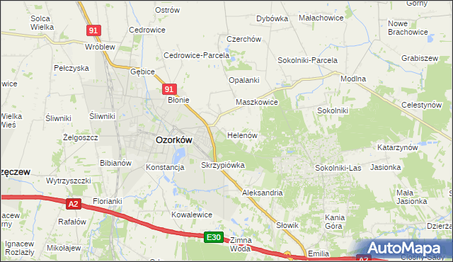 mapa Helenów gmina Ozorków, Helenów gmina Ozorków na mapie Targeo