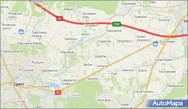 mapa Józefów gmina Zgierz, Józefów gmina Zgierz na mapie Targeo