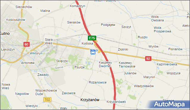 mapa Kaszewy Kościelne, Kaszewy Kościelne na mapie Targeo