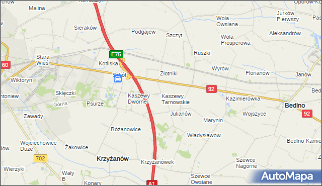 mapa Kaszewy Tarnowskie, Kaszewy Tarnowskie na mapie Targeo