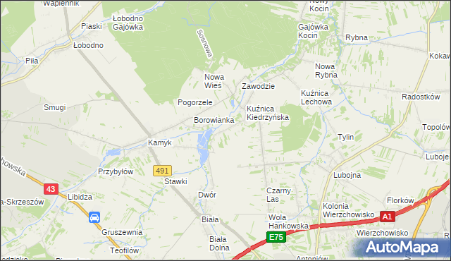 mapa Kopiec gmina Kłobuck, Kopiec gmina Kłobuck na mapie Targeo