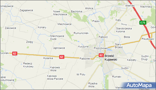 mapa Kuczyna gmina Brześć Kujawski, Kuczyna gmina Brześć Kujawski na mapie Targeo