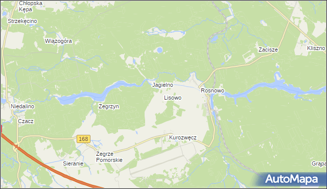 mapa Lisowo gmina Manowo, Lisowo gmina Manowo na mapie Targeo