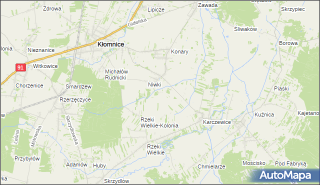 mapa Łysa Góra gmina Kłomnice, Łysa Góra gmina Kłomnice na mapie Targeo
