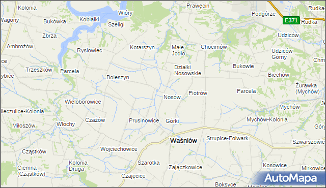 mapa Nosów gmina Waśniów, Nosów gmina Waśniów na mapie Targeo