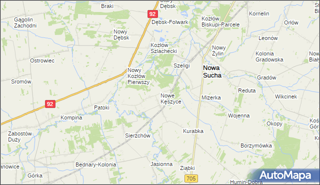 mapa Nowe Kęszyce, Nowe Kęszyce na mapie Targeo