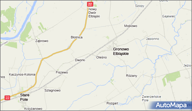 mapa Oleśno, Oleśno na mapie Targeo