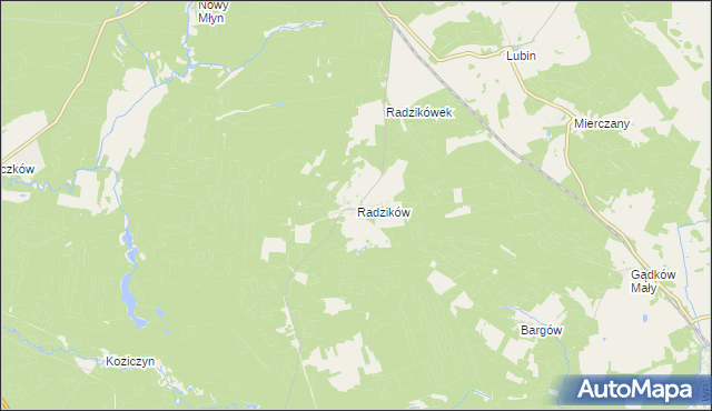 mapa Radzików gmina Cybinka, Radzików gmina Cybinka na mapie Targeo