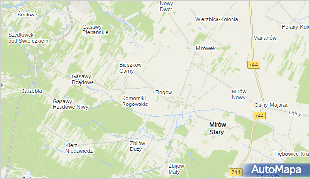 mapa Rogów gmina Mirów, Rogów gmina Mirów na mapie Targeo