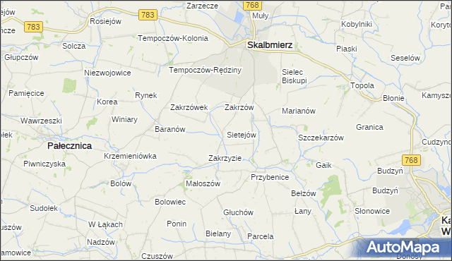 mapa Sietejów, Sietejów na mapie Targeo