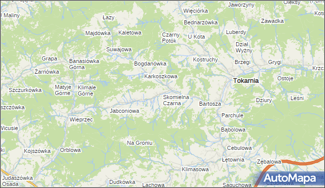 mapa Skomielna Czarna, Skomielna Czarna na mapie Targeo