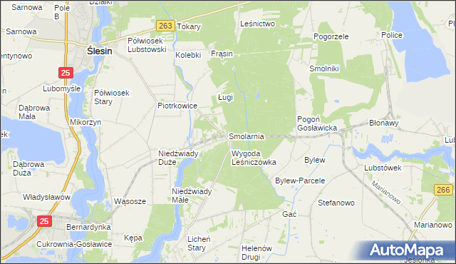 mapa Smolarnia gmina Ślesin, Smolarnia gmina Ślesin na mapie Targeo