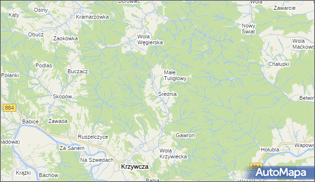 mapa Średnia, Średnia na mapie Targeo