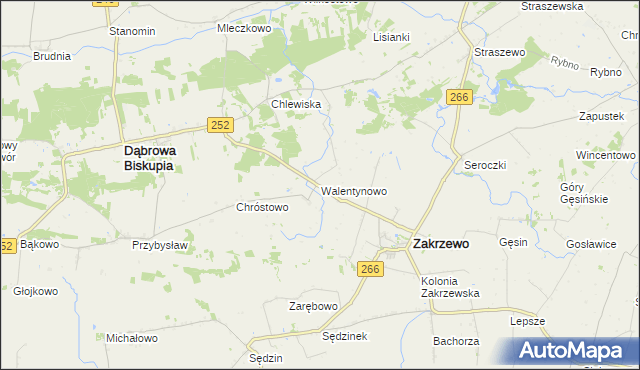 mapa Walentynowo gmina Dąbrowa Biskupia, Walentynowo gmina Dąbrowa Biskupia na mapie Targeo