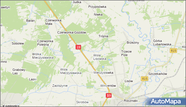 mapa Wola Lisowska, Wola Lisowska na mapie Targeo