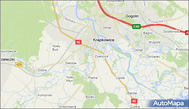 mapa Żywocice, Żywocice na mapie Targeo