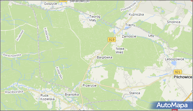 mapa Bargłówka gmina Sośnicowice, Bargłówka gmina Sośnicowice na mapie Targeo