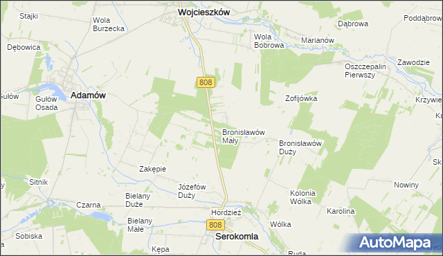 mapa Bronisławów Mały, Bronisławów Mały na mapie Targeo