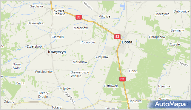 mapa Czajków gmina Dobra, Czajków gmina Dobra na mapie Targeo