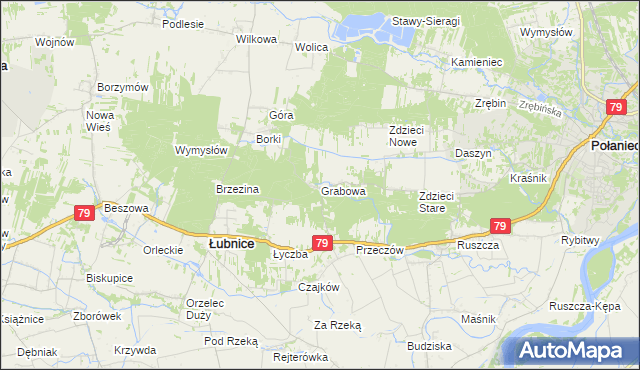 mapa Grabowa gmina Łubnice, Grabowa gmina Łubnice na mapie Targeo