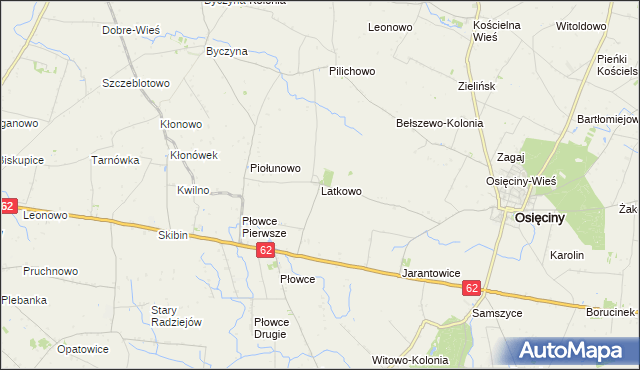 mapa Latkowo gmina Osięciny, Latkowo gmina Osięciny na mapie Targeo