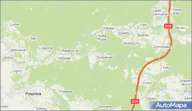mapa Studzieniec gmina Pysznica, Studzieniec gmina Pysznica na mapie Targeo