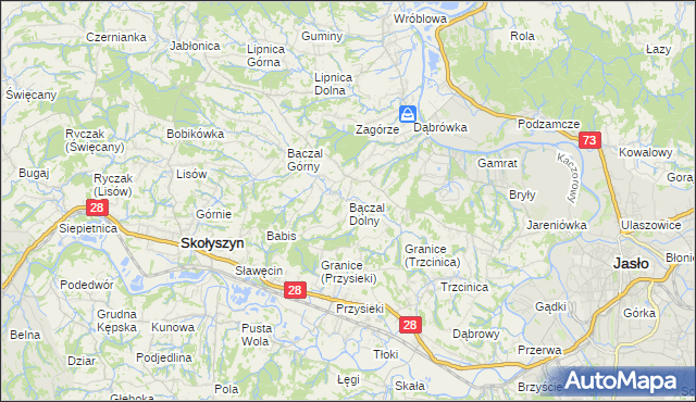 mapa Bączal Dolny, Bączal Dolny na mapie Targeo