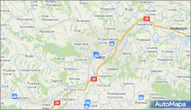 mapa Biecz powiat gorlicki, Biecz powiat gorlicki na mapie Targeo