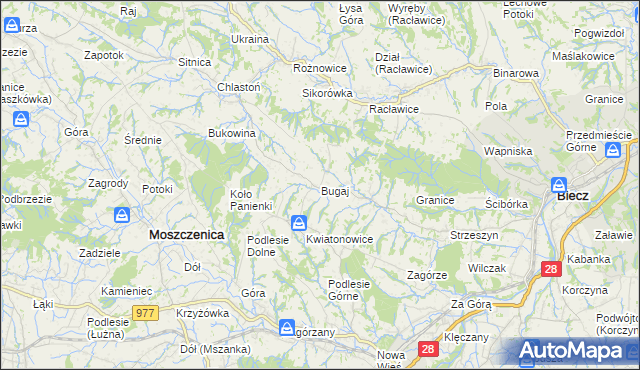 mapa Bugaj gmina Biecz, Bugaj gmina Biecz na mapie Targeo