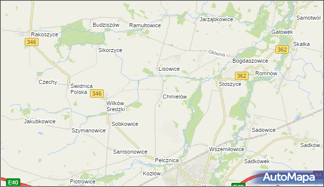 mapa Chmielów gmina Kostomłoty, Chmielów gmina Kostomłoty na mapie Targeo