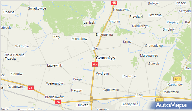 mapa Czarnożyły, Czarnożyły na mapie Targeo