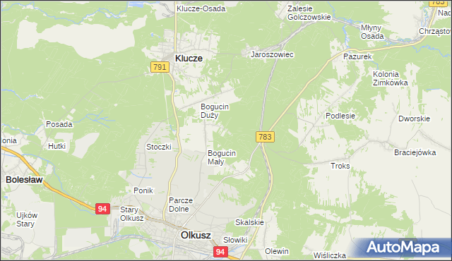 mapa Czarny Las gmina Olkusz, Czarny Las gmina Olkusz na mapie Targeo