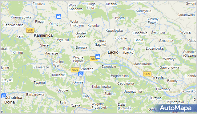 mapa Czerniec gmina Łącko, Czerniec gmina Łącko na mapie Targeo