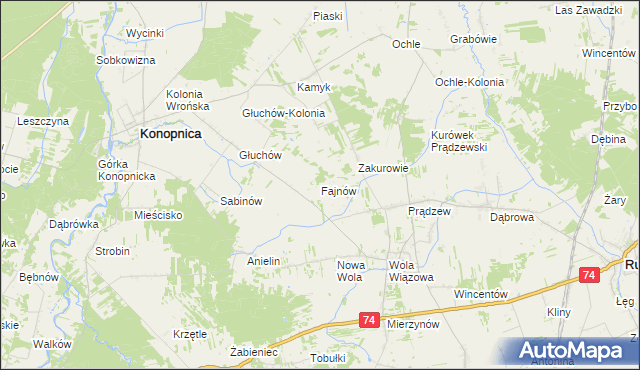 mapa Fajnów, Fajnów na mapie Targeo