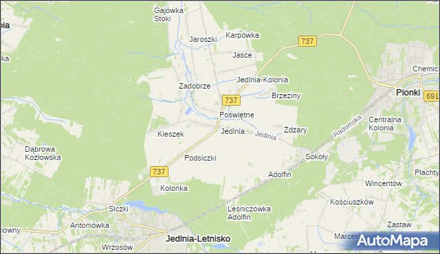 mapa Jedlnia, Jedlnia na mapie Targeo